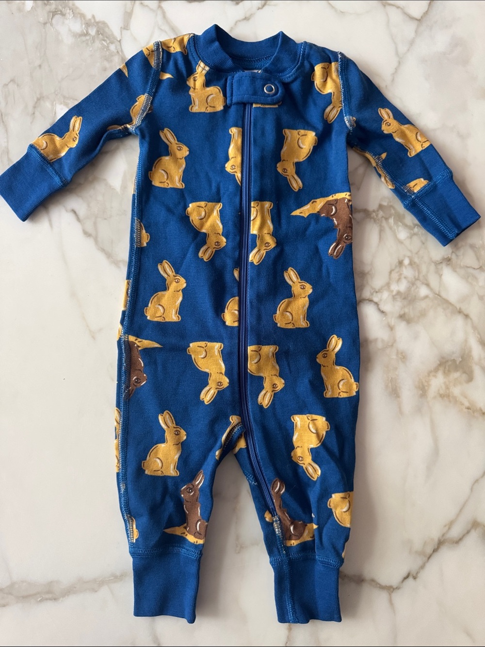 Hanna Andersson Blue Bunny-Print Kids One-Piece